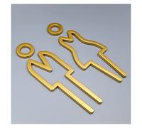 XLANDALYUEFA Cartello for Porta del Bagno, Simboli for Il, Cartello Moderno for con Coppia di Uomini e Donne, cartelli autoadesivi for, semplici for WC for(Gold 2)