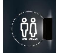 XLANDALYUEFA Cartello for Porta del Bagno, Simboli for Il, Illuminazione for Bordo Ricaricabile Tramite USB in Acrilico a Parete a LED for Uomini e Donne(White)