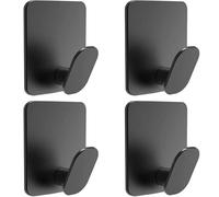 XLANDALYUEFA Ganci per Asciugamani, Ganci for Asciugamani, Adesivi da Parete, Resistenti, for Appendere Vestiti, Cappelli(4 Pack Black)