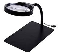 XLANDALYUEFA Lente d'Ingrandimento for gioiellieri, monocolo, Lente d'Ingrandimento illuminata a 48 LED con Supporto, Lampada d'Ingrandimento con lancette a LED 10X 20X for la Lettura(Black,20x)