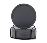 XLANDALYUEFA Sottobicchieri in Silicone Set da 32 Pezzi Tappetini for Bevande circolari Resistenti al Calore for Ufficio(Gray)