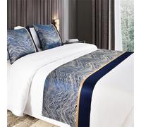 XLDZ Lussuoso runner da letto setoso per letti king size, jacquard patchwork, sciarpa, coperta, decorazione per camera da letto (A, 210 x 50 cm)