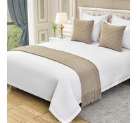 XLDZ Runner da letto lavorato a maglia, morbido, delicato sulla pelle, con cuscini coordinati con motivo a rombi, per biancheria da letto da hotel e versatile decorazione per la casa (cachi, 180 x 60