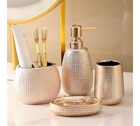 XLDZ Set di accessori da bagno di lusso in oro rosa: portasapone in ceramica resistente, portaspazzolino e dispenser per, decorazione moderna per il bagno