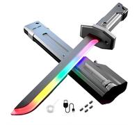 XLDZR Spada Sparkblade con Luce LED a 7 Colori ed Effetto Spray, Spada a Lama con Nebbia/Nebbia, sensore di Movimento, Spade Luminose, Ricarica USB-C, Perfetta for Halloween(Gray)