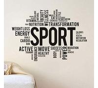 xlei Adesivi Murali Sport Palestra Parole Adesivo Vinile Fitness Adesivi Murali Impermeabili Art Design Decalcomanie per Soggiorno Decor84X58Cm