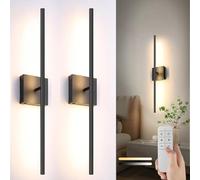 XLERDZSW Confezione Da 2 a Batteria LED Applique Parete, Nero Ricaricabile Con Telecomando 3000k-6000k Dimmable Ruota 350° Lampada Parete per Soggiorno Scale Corridoio Camera Letto
