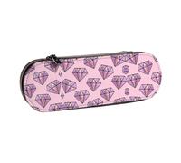 XLEWSIEU Astuccio in pelle con stampa a rombi rosa, elegante e funzionale, astuccio per penne e matite, astuccio per cosmetici, scatola per il cambio, Nero , Taglia unica, Set di zaini per la scuola