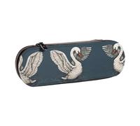 XLEWSIEU Astuccio in pelle con stampa di cigno bianco, elegante e funzionale, astuccio per penne e matite, astuccio per cosmetici, scatola per il cambio, Nero , Taglia unica, Set di zaini per la
