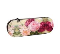 XLEWSIEU Astuccio in pelle con stampa di fiori di peonia, elegante e funzionale, astuccio per penne e matite, astuccio per cosmetici, scatola per il cambio, Nero , Taglia unica, Set di zaini per la