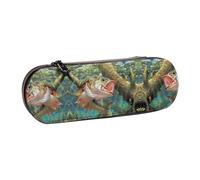 XLEWSIEU Astuccio in pelle con stampa di pesce, elegante e funzionale, astuccio per penne e matite, astuccio per cosmetici, scatola per il cambio, Nero , Taglia unica, Set di zaini per la scuola