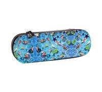 XLEWSIEU Astuccio in pelle con stampa di pesce koi giapponese, elegante e funzionale, astuccio per penne e matite, astuccio per cosmetici, scatola per il cambio, Nero , Taglia unica, Set di zaini per