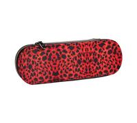 XLEWSIEU Astuccio in pelle con stampa leopardata rossa elegante e funzionale, astuccio per penne e matite, astuccio per cosmetici, scatola per il cambio, Nero , Taglia unica, Set di zaini per la