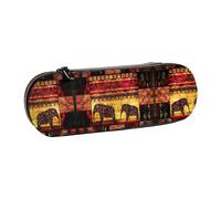 XLEWSIEU Astuccio in pelle con stampa patchwork con elefante africano, elegante e funzionale, astuccio per penne e matite, astuccio per cosmetici, scatola per il cambio, Nero , Taglia unica, Set di