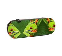 XLEWSIEU Astuccio in pelle con stampa rana con occhi gialli, elegante e funzionale, astuccio per penne, cosmetici, scatola per il cambio, Nero , Taglia unica, Set di zaini per la scuola