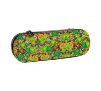 XLEWSIEU Astuccio in pelle con stampa rana, elegante e funzionale, astuccio per penne e matite, astuccio per cosmetici, scatola per il cambio, Nero , Taglia unica, Set di zaini per la scuola