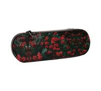 XLEWSIEU Astuccio in pelle con stampa rosa rossa e nera, elegante e funzionale, astuccio per penne e matite, astuccio per cosmetici, scatola per il cambio, Nero , Taglia unica, Set di zaini per la