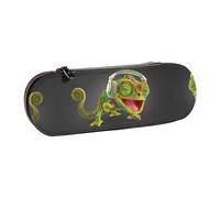XLEWSIEU Chameleon - Astuccio in pelle con stampa "Ascolta la musica", elegante e funzionale, astuccio per penne e matite, astuccio per cosmetici, scatola per il cambio, Nero , Taglia unica, Set di