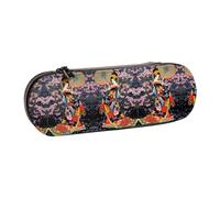 XLEWSIEU Geisha2 - Astuccio in pelle con stampa giapponese, elegante e funzionale, astuccio per penne e matite, astuccio per cosmetici, scatola per il cambio, Nero , Taglia unica, Set di zaini per la