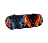 XLEWSIEU Ice and Fire - Astuccio in pelle con stampa di chitarra, elegante e funzionale, astuccio per penne, matite, cosmetici, scatola per il cambio, Nero , Taglia unica, Set di zaini per la scuola