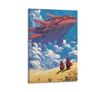 XLFNUN Stampa artistica da parete su tela, con monaci, balene e nuvole, poster decorativo moderno, per camera da letto, 30 x 45 cm