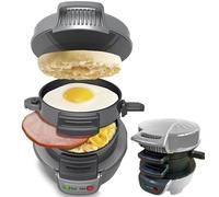 XLGNXXL Piastra elettrica per Sandwich, tostapane per Hamburger con Anelli per Uova e Piastra Antiaderente per Hamburger, Waffle e colazioni veloci Silver,13 * 20 * 14cm
