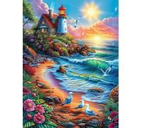 XLighthouse on A Tropical Coastal Beach Puzzle 500 Pezzi Rompicapo Creativo Artistico Science Fiction Magical Dream Stimolo Della Creatività Attività Per Il Tempo Libero Regalo Per Persone Creative 5