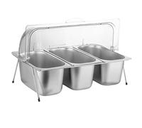 XLIHAWY Contenitore Espositivo Per Servire, Acciaio Inossidabile Vassoio Per Servire Cibo, Condimenti Per Buffet Espositore Dispenser Per Ristoranti Hotel(C,53X33X35.5CM)