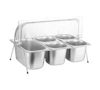 XLIHAWY Contenitore Espositivo Per Servire, Acciaio Inossidabile Vassoio Per Servire Cibo, Condimenti Per Buffet Espositore Dispenser Per Ristoranti Hotel(E,53X33X35.5CM)