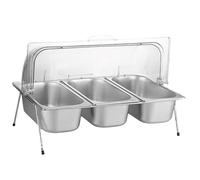 XLIHAWY Contenitore Espositivo Per Servire, Acciaio Inossidabile Vassoio Per Servire Cibo, Condimenti Per Buffet Espositore Dispenser Per Ristoranti Hotel(C,53X33X30.5CM)