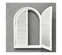 XLIHAWY Legno Apribile Finestre Finte, Rustico Cornice della Finestra(Bianco)