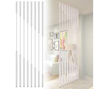 XLIHAWY Parete Divisoria A Doghe Metalliche, Divisorio Autoportante, Parete Divisoria Da 8 Pannelli Per Ristoranti Uffici Arredamento(Bianco,1.2m/3.94FT)