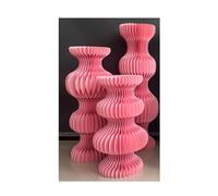 XLIHAWY Supporti per Piedistallo Cilindrico 3 Pezzi, Cilindro Tavoli per Piante da Terra, Pieghevole Carta da Esposizione in Cartone Pilastro Romano per Decorazioni sullo Sfondo (Colore : Rosa, Tagl