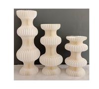 XLIHAWY Supporti per Piedistallo Cilindrico 3 Pezzi, Cilindro Tavoli per Piante da Terra, Pieghevole Carta da Esposizione in Cartone Pilastro Romano per Decorazioni sullo Sfondo (Colore : Beige, Tag