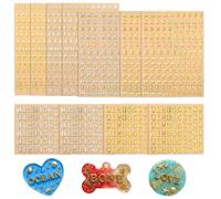 XLIUAX 12 fogli 3D, piccole lettere, autoadesive, in lega con glitter dorati, con numero di alfabeto, adesivi per lettere, per resina, scrapbooking, fai da te (1200 pezzi)