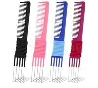 XLIUAX 4 pettini per prendere in giro, con pettini in metallo, per donne, plettri per capelli ricci con manici colorati, pettini per sollevamento capelli, per saloni, casa, viaggi