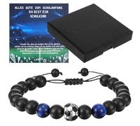 XLIUAX Braccialetto da calcio per ragazzi, in pietra naturale, regalo con biglietto di messaggio, squisita confezione regalo per giovani adolescenti, appassionati di calcio, regalo per la scuola