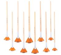 XLIUAX Set di 10 pennelli a ventaglio, per pittura, con manico lungo in legno con setole in nylon, per artisti, acrilico, olio, acquerello, guazzo, kit anti-spargimento