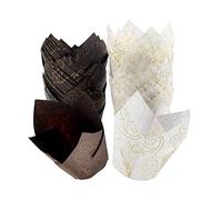 XLKJ 100 Pezzi Pupcake a Tulipano, Pirottini di Carta per Muffin, Monouso, Antiaderente, Bianca, Per Compleanni