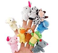 XLKJ 10pcs Cartoon Animal Dito, Morbido Velluto Bambole Props Giocattoli Dito Giocattoli Impostato per Neonati e Bambini
