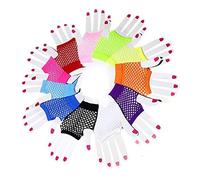 XLKJ 12 Paia Guanti a Rete Senza Dita,Guanti a Rete Senza Dita Colorati Accessori di Abbigliamento Interessanti