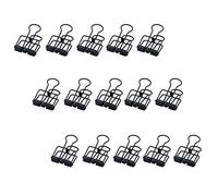 XLKJ 15 Pezzi Binder Clips，Clip a Coda Lunga Cava Molle Fermacarte e Anell Paper Clamps Nero