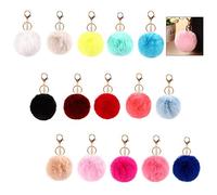 XLKJ 15 pezzi Portachiavi Pompon,Portachiavi Soffice Portachiavi Palla di Capelli Perfetto Regalo/per Borse alla Zaino