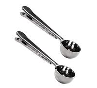 XLKJ 2 Pezzi Cucchiaio Caffe Acciaio Inox，Cucchiaino da caffè 2 in 1 con Clip Utilizzato per caffè, Latte in Polvere, ECC