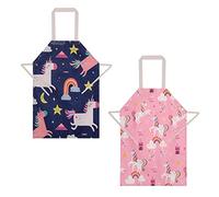 XLKJ 2 Pezzi Grembiuli per Bambini,Bambino Regolabile Grembiuli da Chef con Tasche per Ragazze Ragazzi
