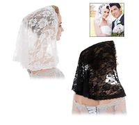XLKJ 2 Pezzi Velo di Pizzo,Velo da Sposa Floreale Copricapo Latino Sciarpa Corta per Donne Accessori per Capelli da Sposa