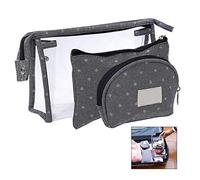 XLKJ 3 pezzi Borse Cosmetiche da Viaggio,Cosmetic Pouch Set Borsette Porta Trucchi Design Trasparenti con Cerniera,Grigio