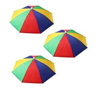 XLKJ 3 Pezzi Cappello Dell'ombrello Arcobaleno,Ombrellone da Esterno Divertente Cappello a Ombrello può Essere Utilizzato per attività All'aperto