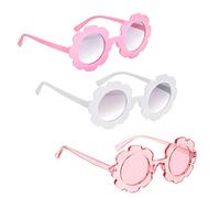 XLKJ 3 Pezzi Occhiali da Sole a Fiori，Simpatici Occhiali da Sole Occhiali da Sole Bambina Spiaggia Estate