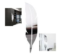 XLKJ 3D Specchio Adesivo da Parete in Acrilico,Decorazione Acrilico Specchio Adesivo Piuma Argento Removibile Bagno della Stanza Decorato per La Casa